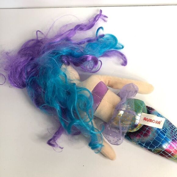 aurora sea sparkles 18 inch rainbow violet purple blue hair mermaid plush doll - Picture 5 of 7